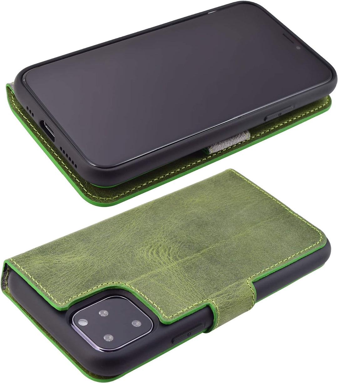 Suncase Book-Style Hülle kompatibel mit iPhone 11 (6.1 Zoll) Leder Tasche (Slim-Fit) Lederhülle Hand