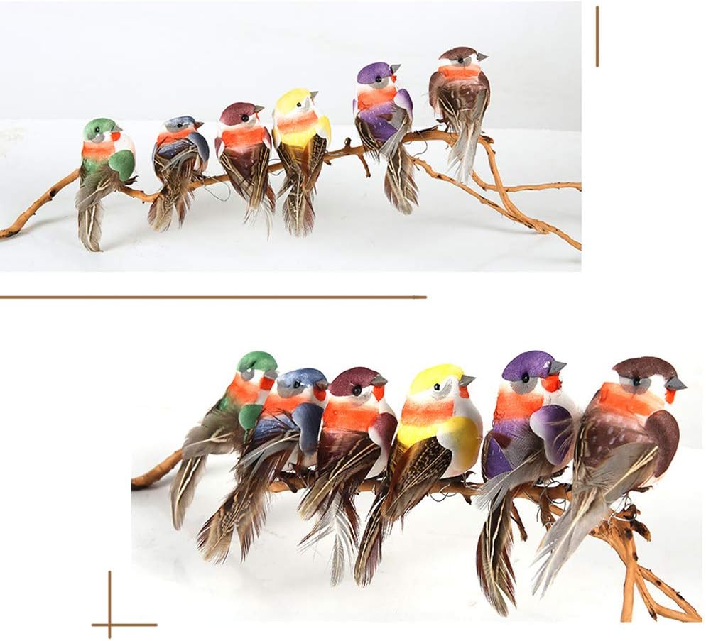 Yolococa Künstliche Vögel aus Federn mit Klammern, Weihnachtsbaum, Dekoration, Vogelornamente, Mehrf