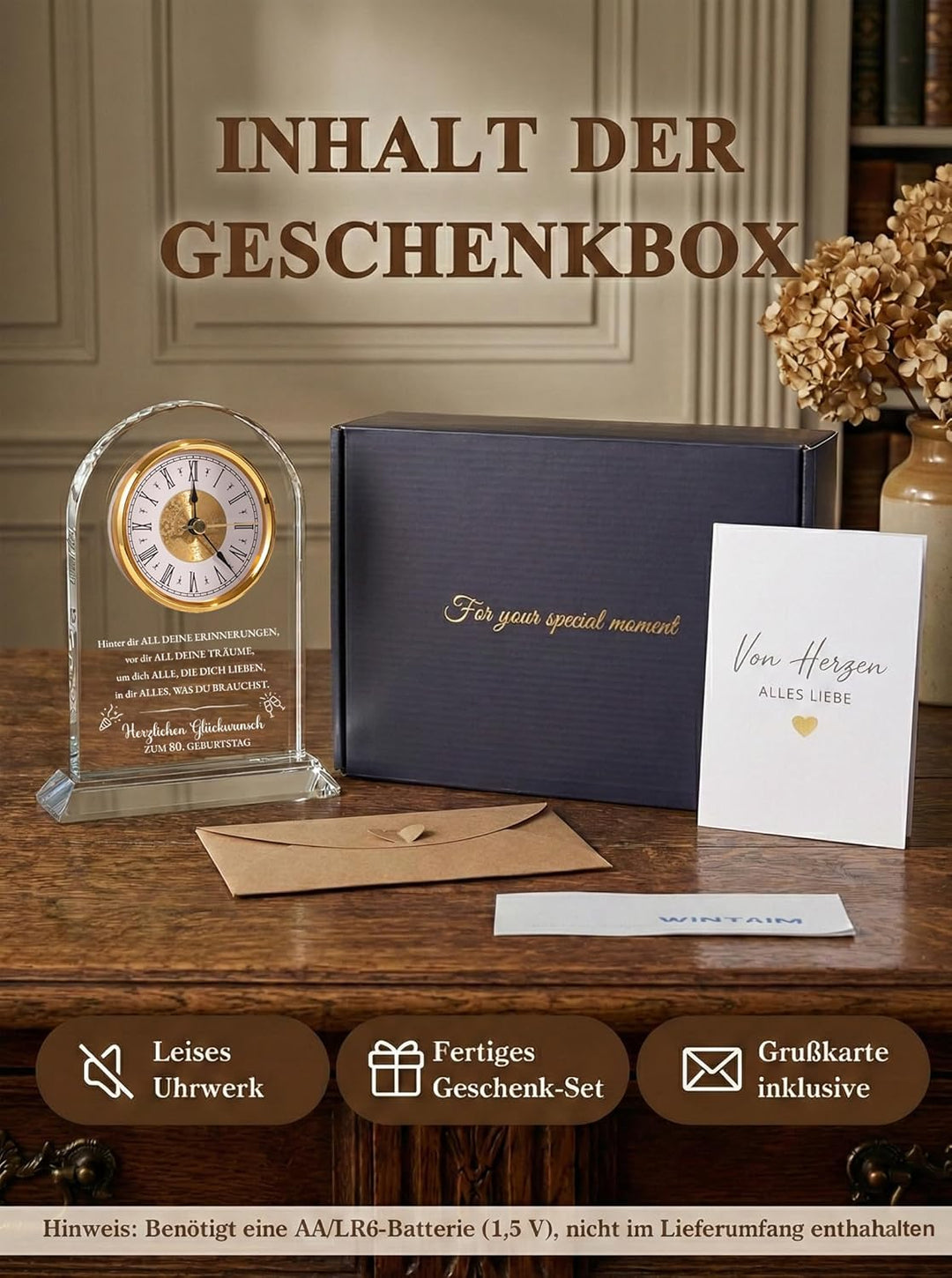 Geschenk 80. Geburtstag Frauen & Männer Jahrgang 1946 – Tischuhr mit Spruch – Geschenkidee für Mama