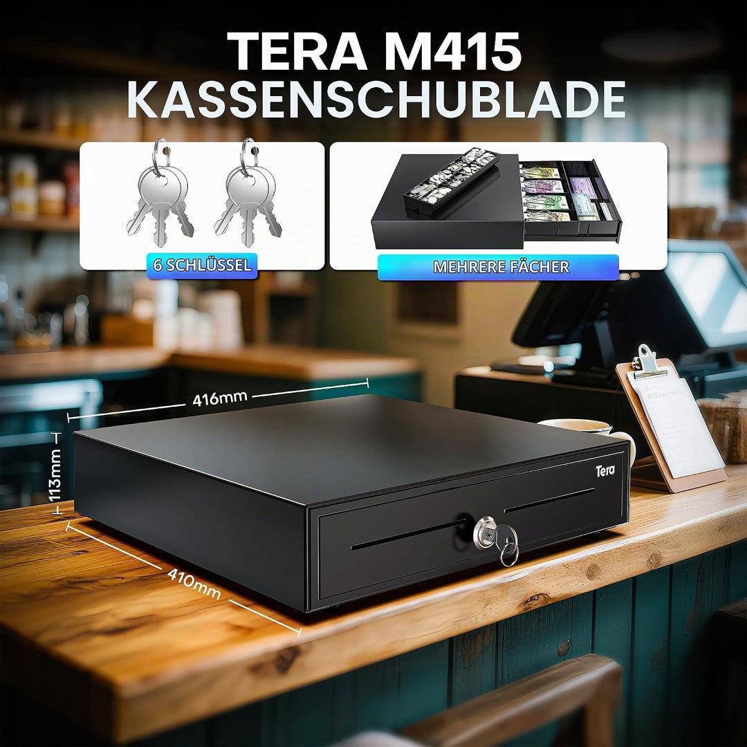 Tera Geldkassette Kassenlade abschliessbar Münzfach: 4 Scheinfächer 8 Münzfächer, 41 x 41,6 x 11,3 c