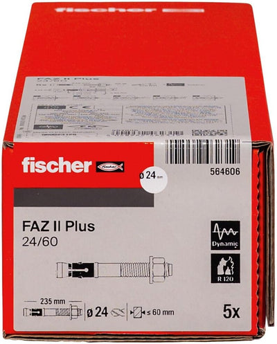 fischer Bolzenanker FAZ II Plus 24/60 gvz, Schwerlastanker mit hoher Tragfähigkeit, Ankerbolzen für