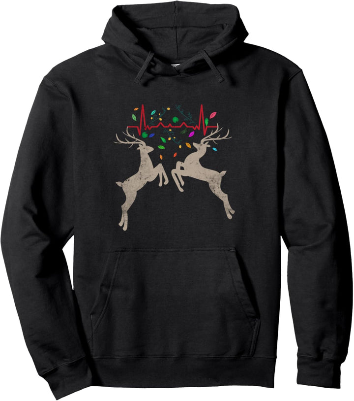 Herzschlag Hirschgeweih | Hirsch Heartbeat Lustiges Jagd Pullover Hoodie
