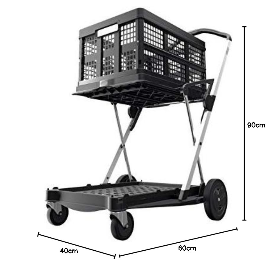 CLAX® Transportwagen | Faltwagen | Etagenwagen | mit gratis Faltbox | schwarz (Black Edition) | klap
