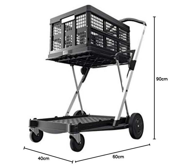 CLAX® Transportwagen | Faltwagen | Etagenwagen | mit gratis Faltbox | schwarz (Black Edition) | klap