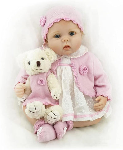 ZIYIUI 22 Zoll 55 cm Lebensecht Reborn Puppe Mädchen Weiche Vinyl Silikon Handgemacht Reborn Babypup