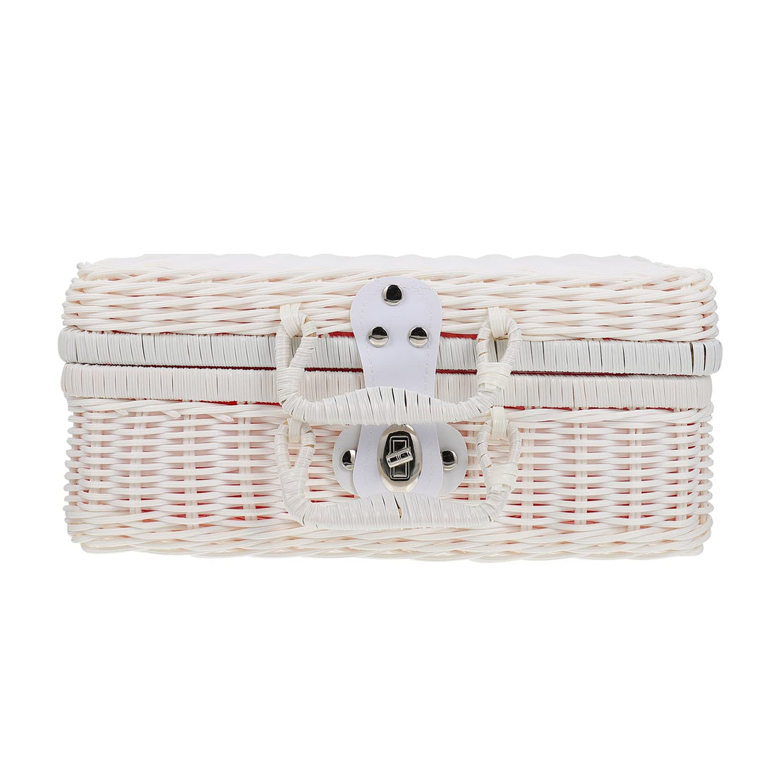 Alipis Kinder Aktenkoffer Koffer Rattan Wicker Aufbewahrungskoffer Imitierte Rattan- Aufbewahrungsbo