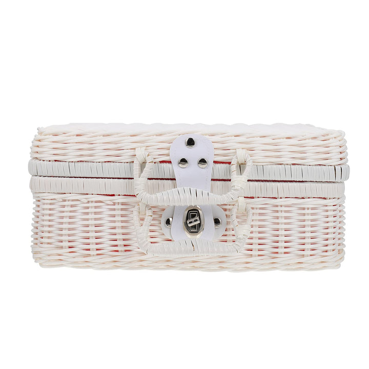 Alipis Kinder Aktenkoffer Koffer Rattan Wicker Aufbewahrungskoffer Imitierte Rattan- Aufbewahrungsbo