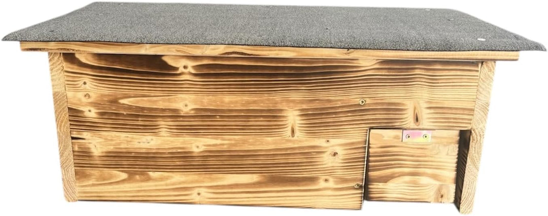 Generisch Igelhaus mit Rattenklappe, 60x40x23 cm, Geflammt mit Dachpappe und Isolierung, Handgeferti