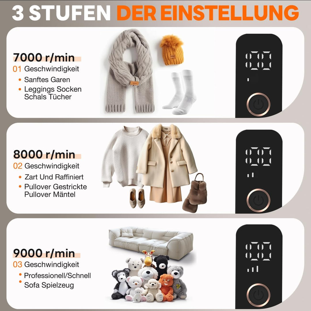 Fusselrasierer Elektrisch, Fusselentferner für 3 Einstellbaren Leistungsstufen, 6-Klingen-Kopf Fusse