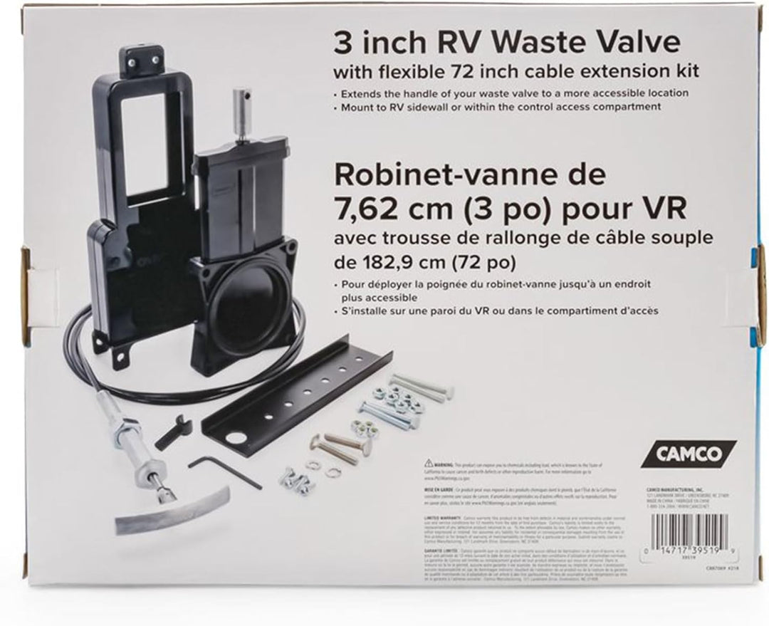 Camco 7,6 cm Wohnmobil-Ablaufventil | mit flexiblem 182,9 cm Kabelverlängerungs-Set | Macht es einfa