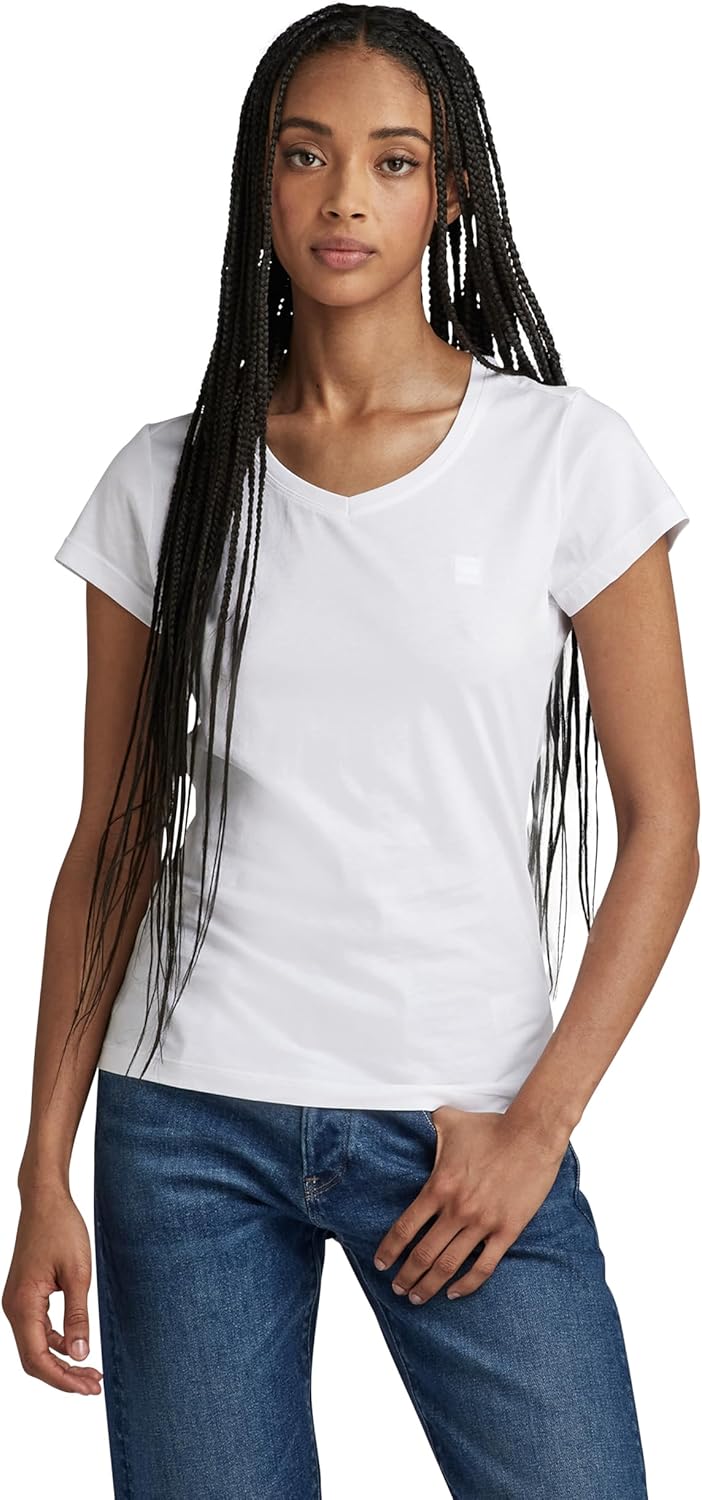 G-Star RAW Damen Eyben Slim V-Neck Top 2.0 Tops XXS Weiss (White D24533-4107-110), XXS Wei&#xDF; (Wh
