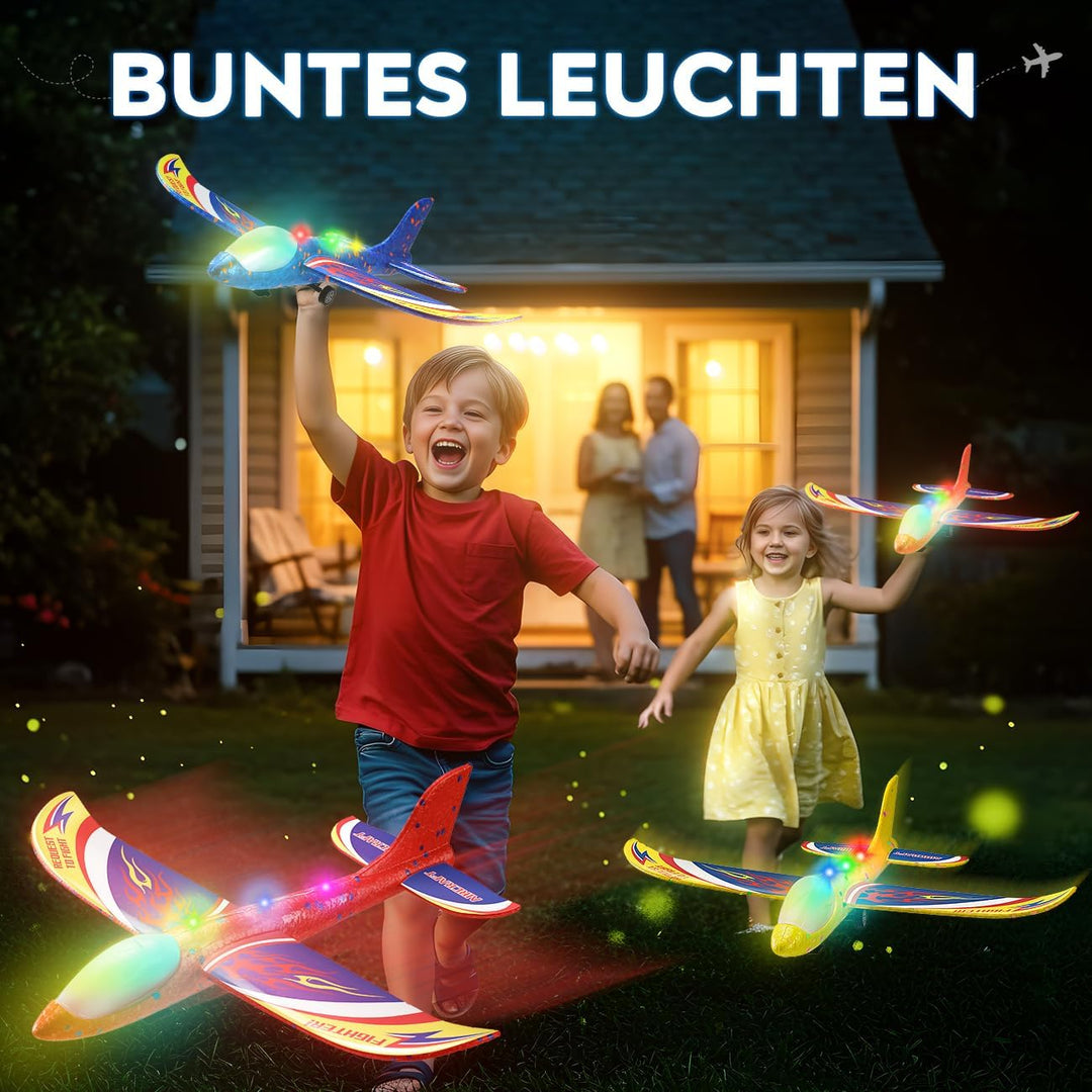 Winstico Geschenk Spielzeug Flugzeug für 5 Jahre Kinder: 2er Pack Flugzeug-Werfer-Spielzeug mit 4er