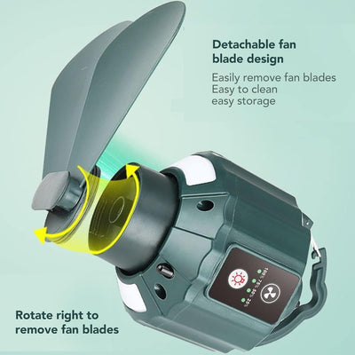 Zerodis 10400mAh Campingventilator mit LED-Laterne, Wasserdichter USB-Zelt-Deckenventilator mit Fern