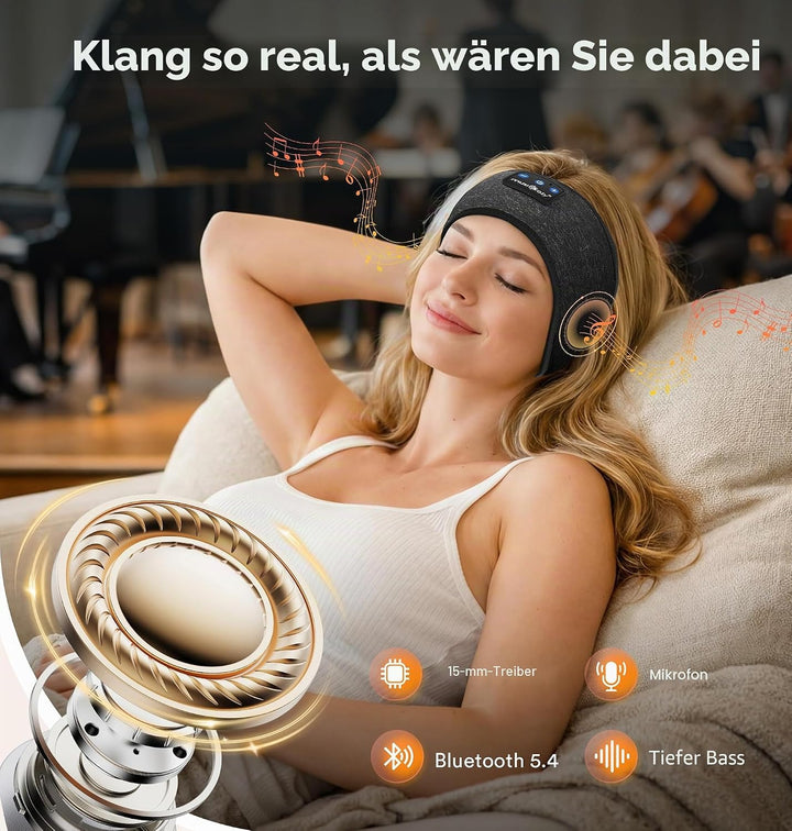 Schlafkopfhörer Bluetooth,Schlaf Kopfhörer Kabellose 5.2 Kopfhor Stirnband Schlafstirnband Sportskop