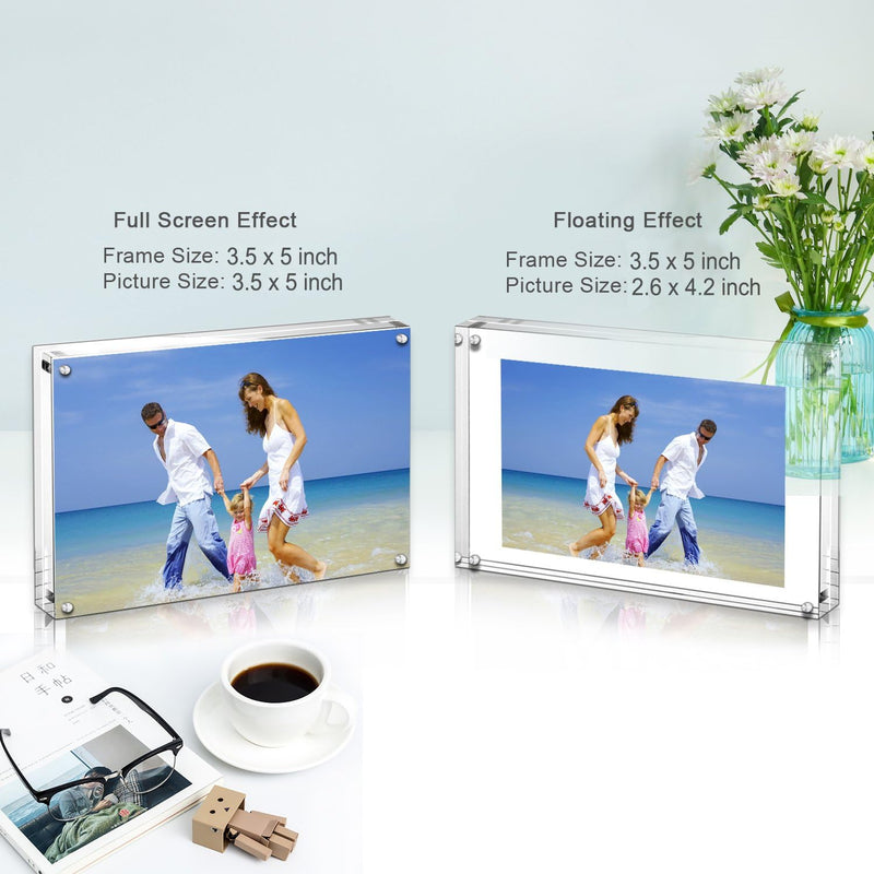 AMEITECH Acryl Bilderrahmen, 9x13 cm transparent, doppelseitig magnetisch Bilderrahmen, Desktop rahm