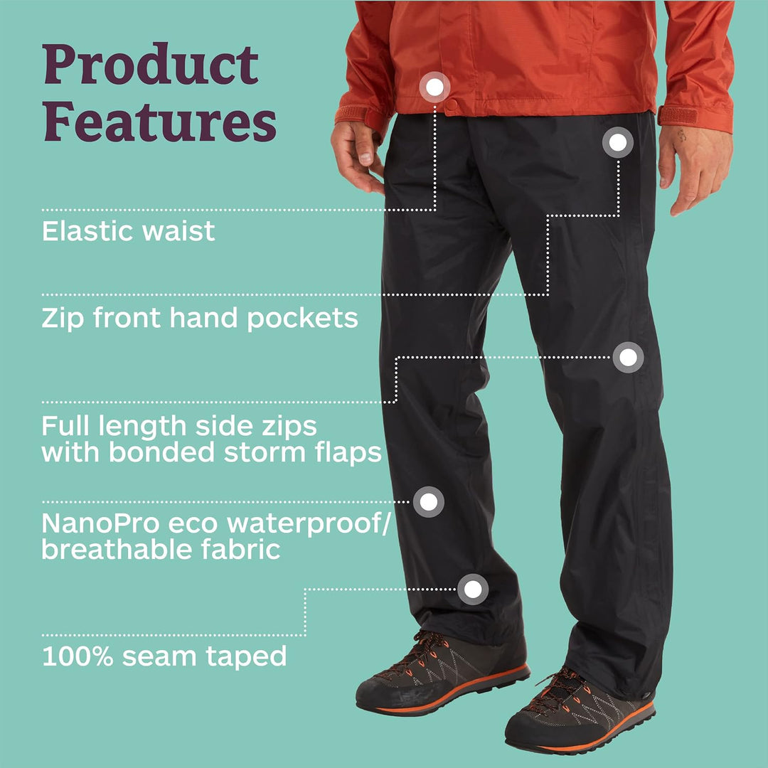 Marmot Herren Atmungsaktive Überhose, leichte Wanderhose, Winddichte Trekkinghose Precip Eco Full Zi