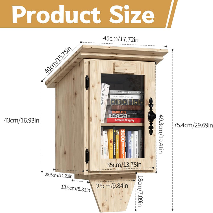MSFE Kinderregal Bücherregal, Doppelte Kleine Bibliothek Box für Draussen mit Regal, Hängeregal DIY-