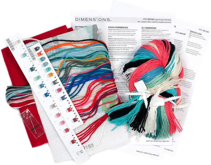 Dimensions 71-09160 Fuzzy Nadelspitze DIY Weihnachtsstrumpf, 12 Netzleinen, 40,6 cm lang, Leinwand,