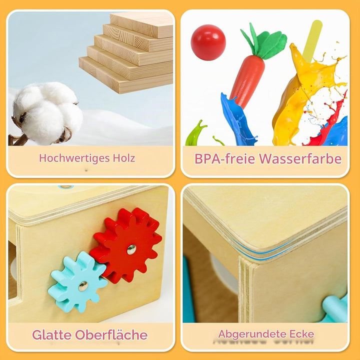 Holzspielzeug ab 1 Jahr, Montessori Spielzeug mit Karotten Baby Steckspiel, Motorik Spielzeug 1 2 3