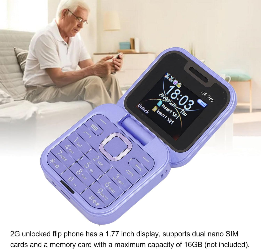 Klapp-Handy, 2 SIM-Karten, -Format, faltbar, kleiner Bildschirm, FM-Radio, Magische Stimme, schwarze