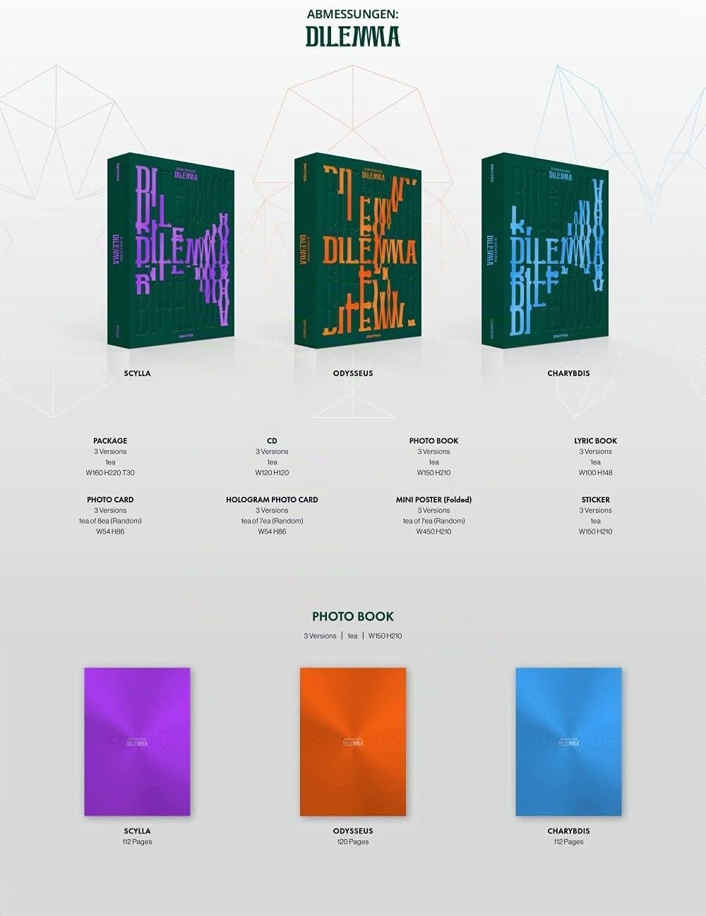 ENHYPEN - DIMENSION : DILEMMA Album+Pre-Order Benefit+Folded Poster+Extra Photocards Set (CHARYBDIS