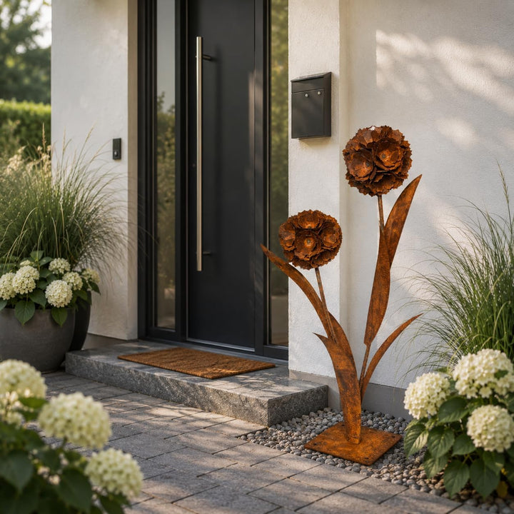 Terma Rost 3D Pusteblume XXL 120cm Höhe Pusteblume Gartendeko rost Gartenfigur gross Metallfigur Gar