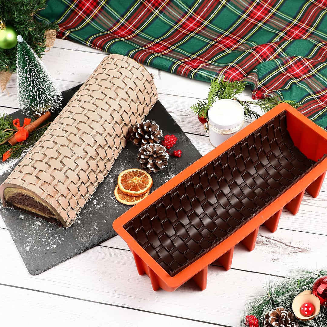 webake Buche de Noel Backform Silikon mit 2 Stück Silikonmatte Kuchenform Silikonform Weihnachtskuch