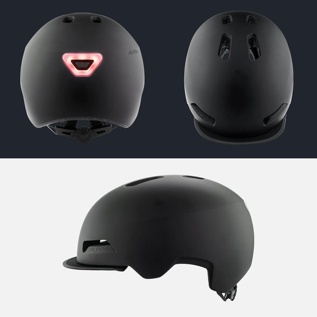 ALPINA BROOKLYN - Beleuchteter, Robuster und Komfortabler Urban Fahrradhelm Mit LED-Licht Für Erwach
