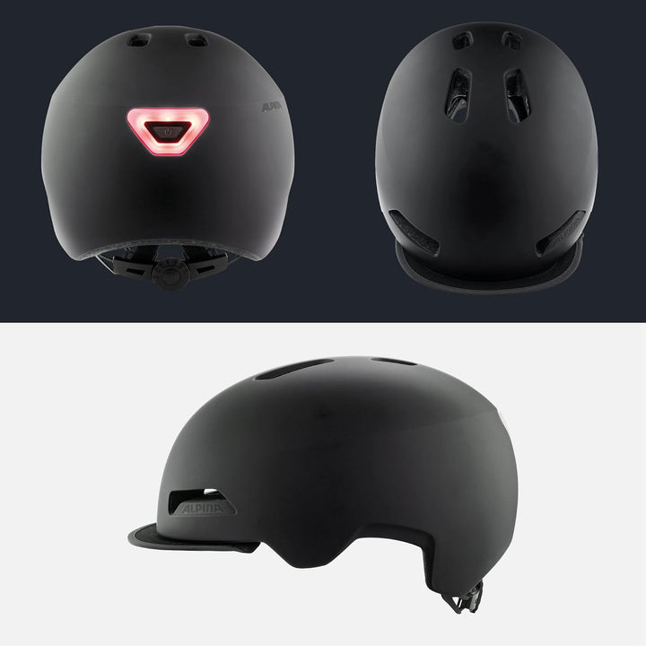 ALPINA BROOKLYN - Beleuchteter, Robuster und Komfortabler Urban Fahrradhelm Mit LED-Licht Für Erwach