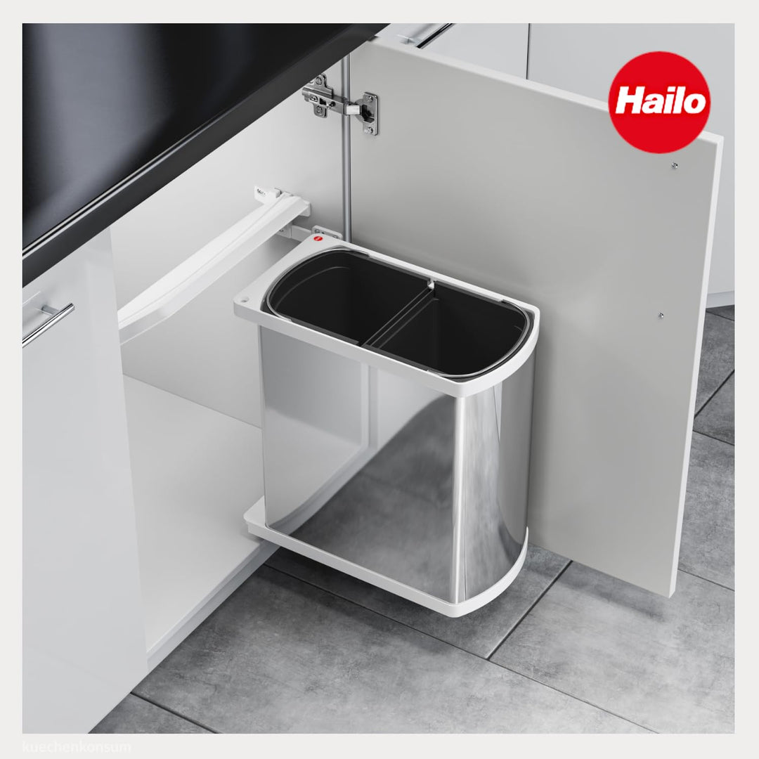 Hailo AS Duo 8/8 3416901 Einbau Abfallsammler Edelstahl/weiss Poliert/Weiss, Poliert/Weiss