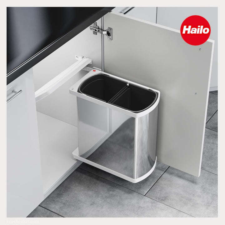 Hailo AS Duo 8/8 3416901 Einbau Abfallsammler Edelstahl/weiss Poliert/Weiss, Poliert/Weiss