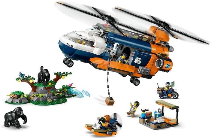 LEGO City Dschungelforscher-Hubschrauber, Abenteuer-Spielset für Kinder ab 8 Jahren, Weihnachts- ode