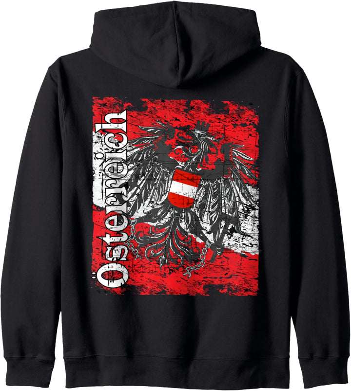 Österreich T-Shirt Adler Flagge Retro Vintage Austria Kapuzenjacke