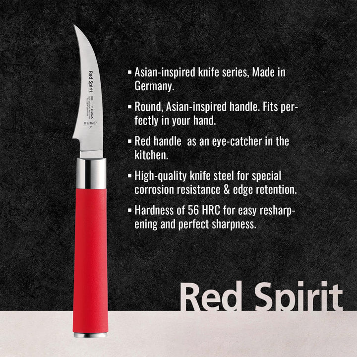 F. DICK Tourniermesser, Red Spirit (Messer mit Klinge 7 cm, X55CrMo14 Stahl, nichtrostend, 56° HRC)