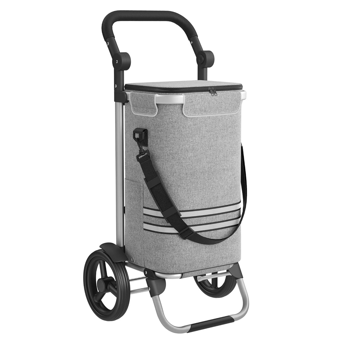 SONGMICS Einkaufstrolley, klappbar, Stabiler Einkaufswagen, mit Kühlfach, grosse Kapazität 35 L, mul