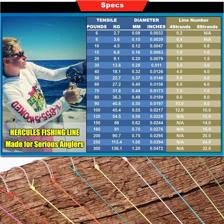HERCULES Super Cast 100m - 2000m Yards Geflochtene Angelschnur 10lb - 300lb Test für Salzwasser Süss