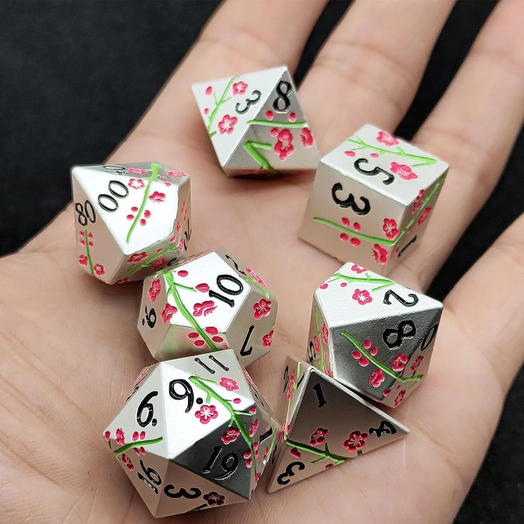 7 Stücke Würfel Metall Blume Würfel Set Blume Geformt Metall Würfel Tabelle Spiel Würfel