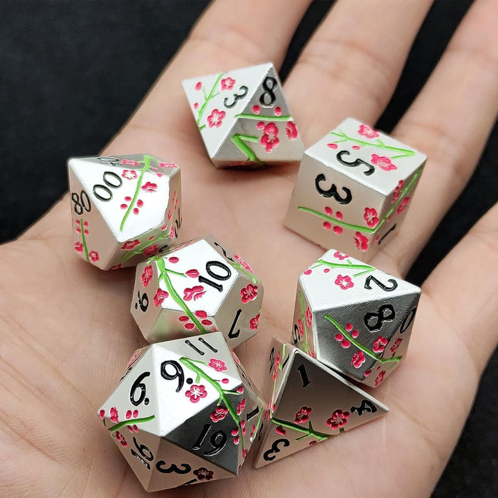 7 Stücke Würfel Metall Blume Würfel Set Blume Geformt Metall Würfel Tabelle Spiel Würfel