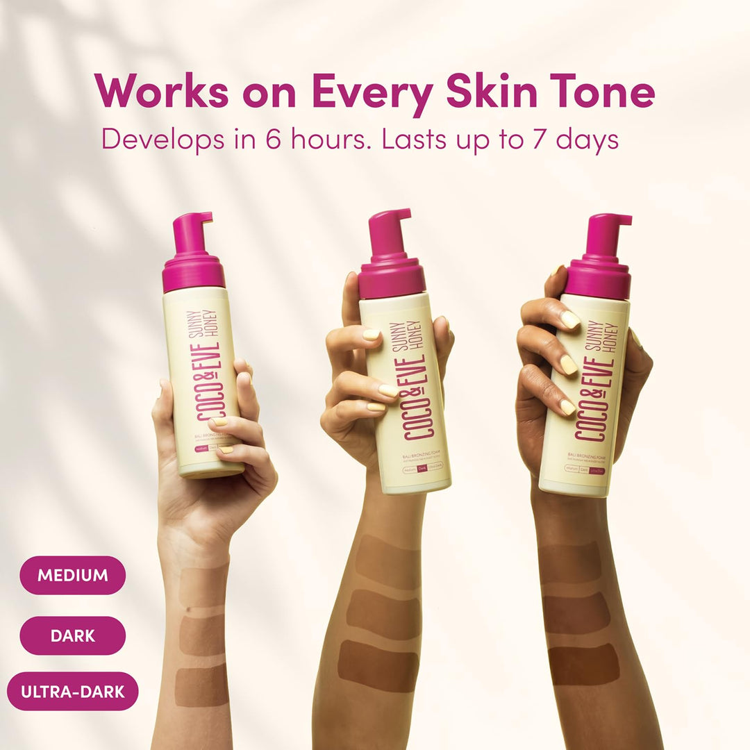 Coco & Eve Sunny Honey Bali Bronzing Bundle (Mittel). All Natural Sunless Tanning Mousse. Instant Se