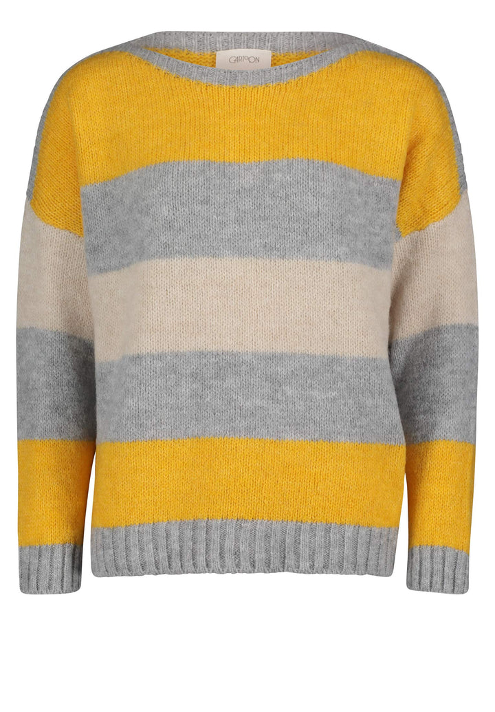 Cartoon Strickpullover Yellow-Silver, 40 Damen