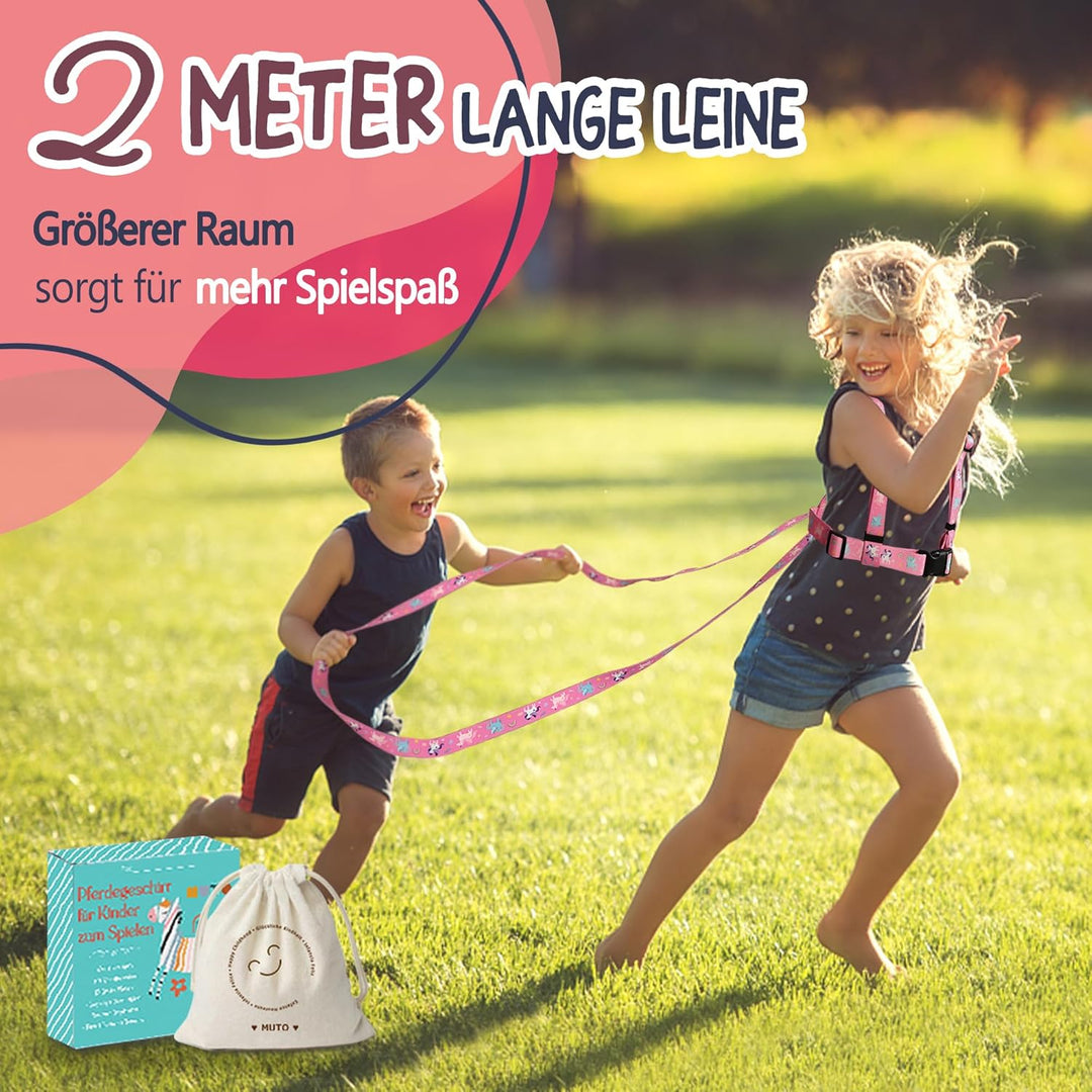 Pferdeleine zum Spielen für Kinder, Verstellbares Pferdegeschirr für Kinder, Pferde Spielleine für J