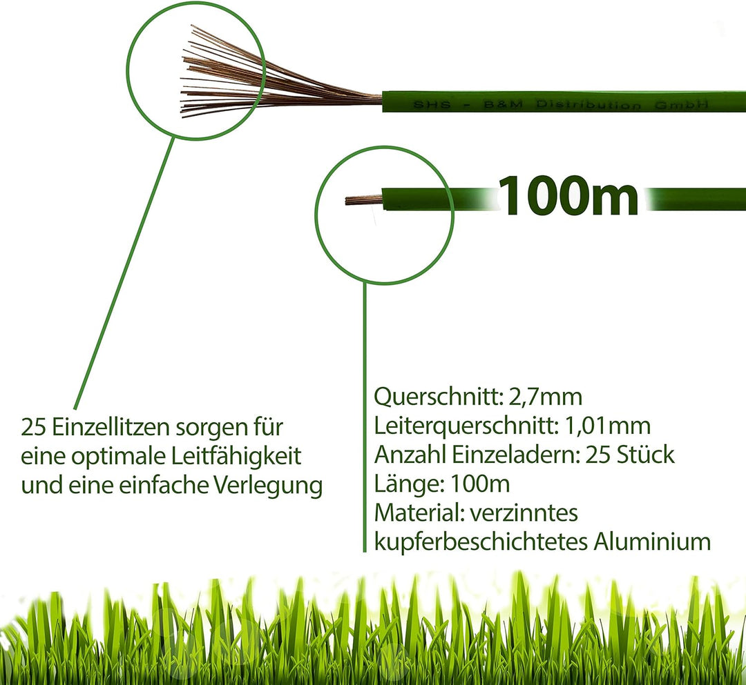 RASENFREUND 100m Begrenzungskabel + 300 Erdspiesse für Mähroboter Rasenroboter Zubehör SET Begrenzun