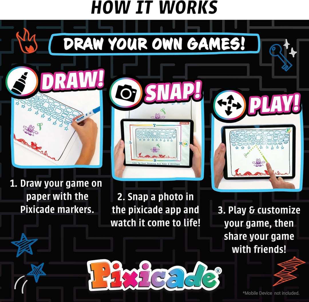 Abacus Brands Pixicade – Kreatives DIY Spielzeug ab 6 Jahren Erstelle Deine eigenen Videospiele Mit
