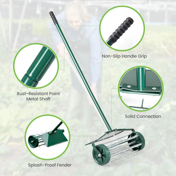 RELAX4LIFE Rasenbelüfter, Rasenlüfter aus Metall, Manueller Handvertikutierer Aerifizierer mit Spike