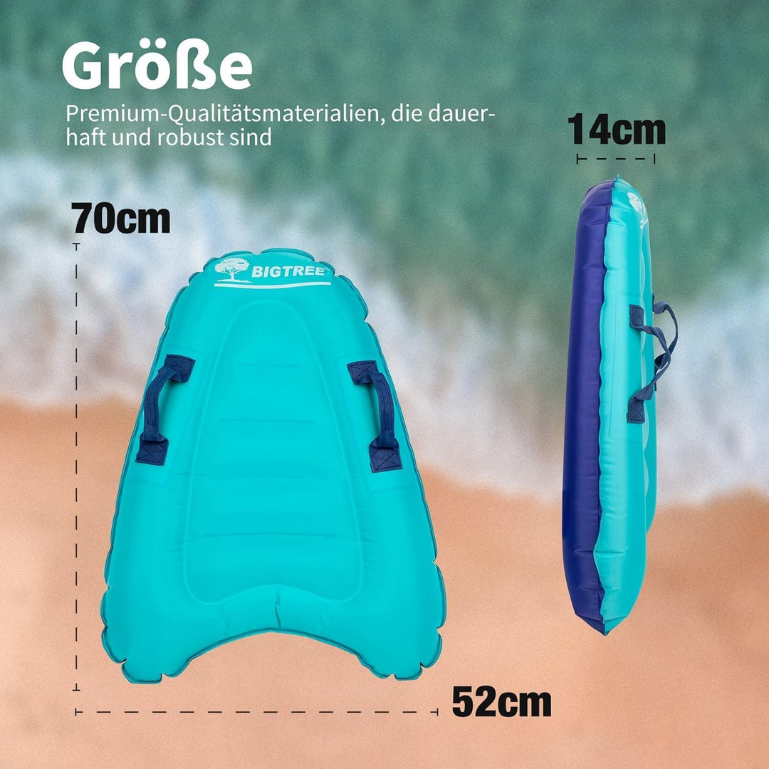 BIGTREE Bodyboard Aufblasbar Aufblasbares Surfbrett, leichtes tragbares Schwimmenbrett mit Griffen,