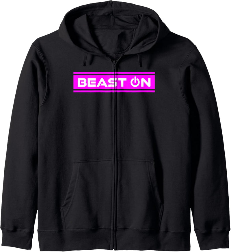 Beast ON Pink Gym Fitness Workout Gym Spruch Motivation Pink Kapuzenjacke