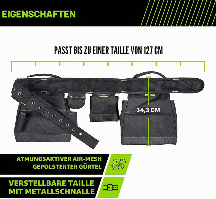 AWP Zimmermanns-Werkzeug-Rig mit Tragegriffen, Premium-Werkzeuggürtel, Air-Mesh-Gepolsterter Gürtel