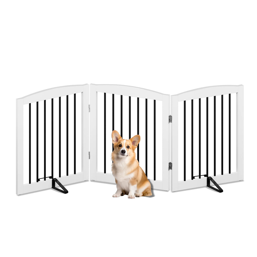 Absperrgitter Hund,Hundegitter für Wohnung Garten ohne Bohren aus Metal Holz,Freistehendes Hundeabsp