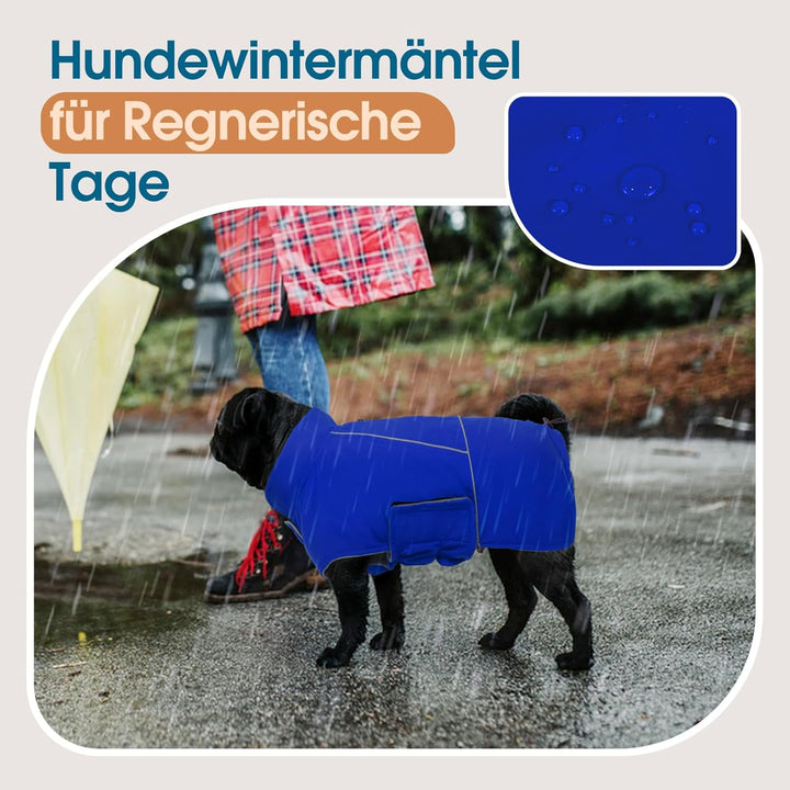 Hundemantel Wasserdicht, Hundejacke Winter, Fleece Hundemantel mit Leinenloch, Reflektierend Streife