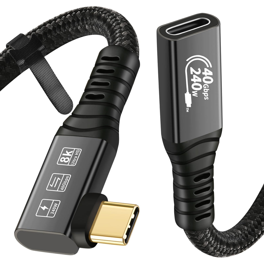 CableDeconn USB4 8K Cable 0.5m M/F 1xBend 1xStraight Compatible with Thunderbolt 4 8K@60Hz 4K@120Hz